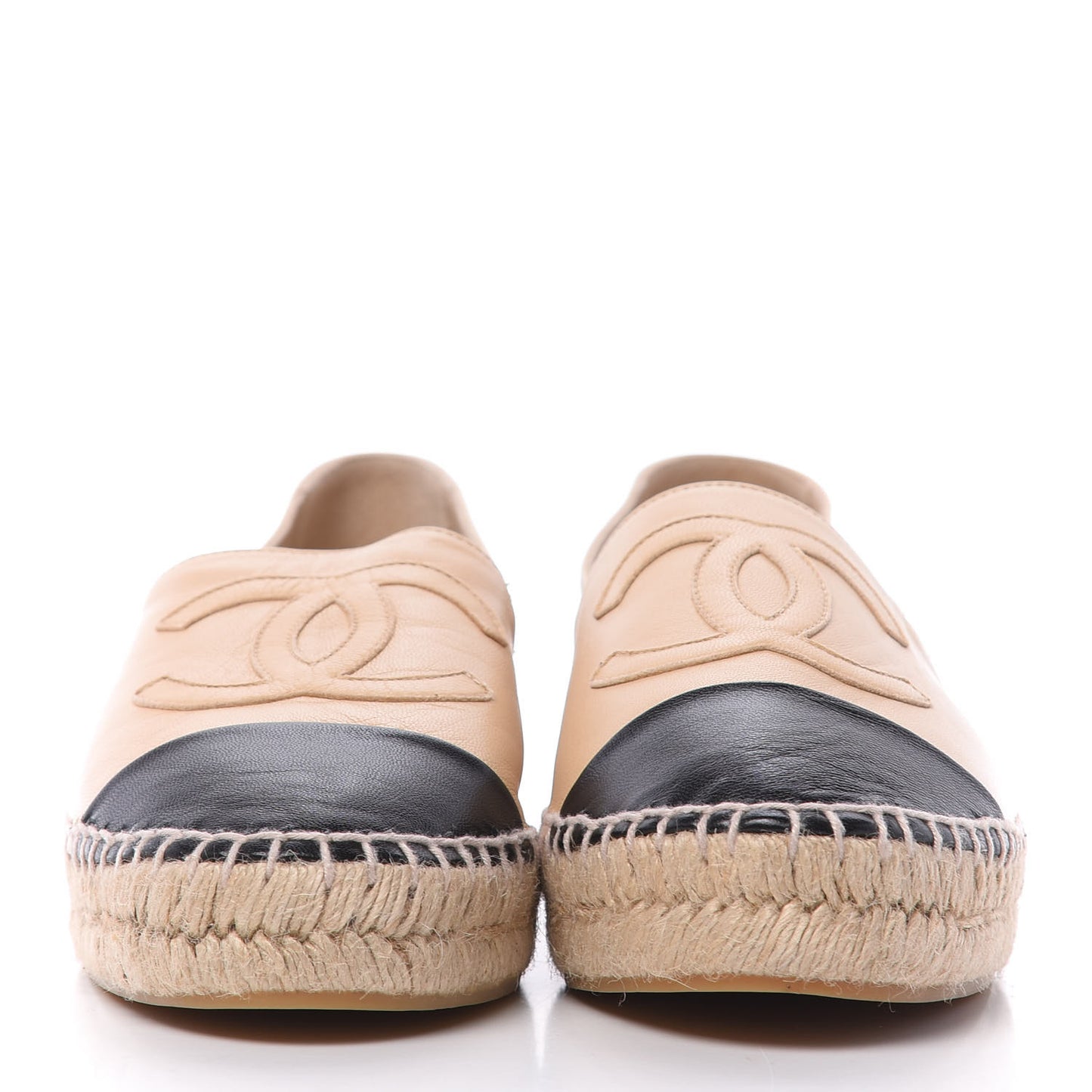 Lambskin CC Espadrilles 38 Beige Black
