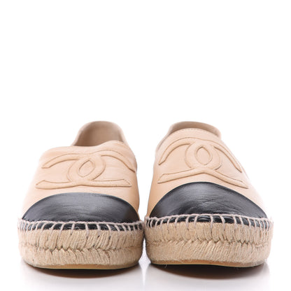 Chanel Lambskin CC Espadrilles 38 Beige Black 2 of 12