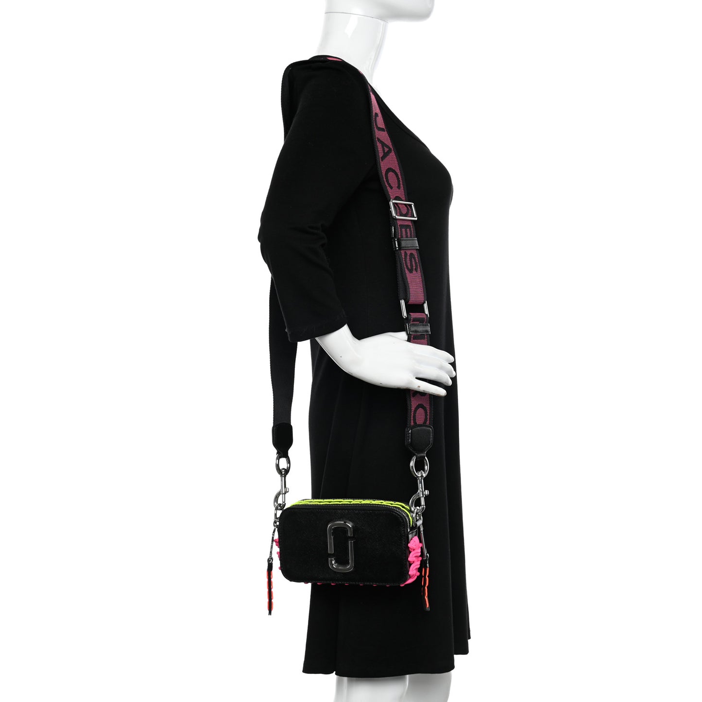 Saffiano Whipstitched Small Snapshot Camera Bag Black