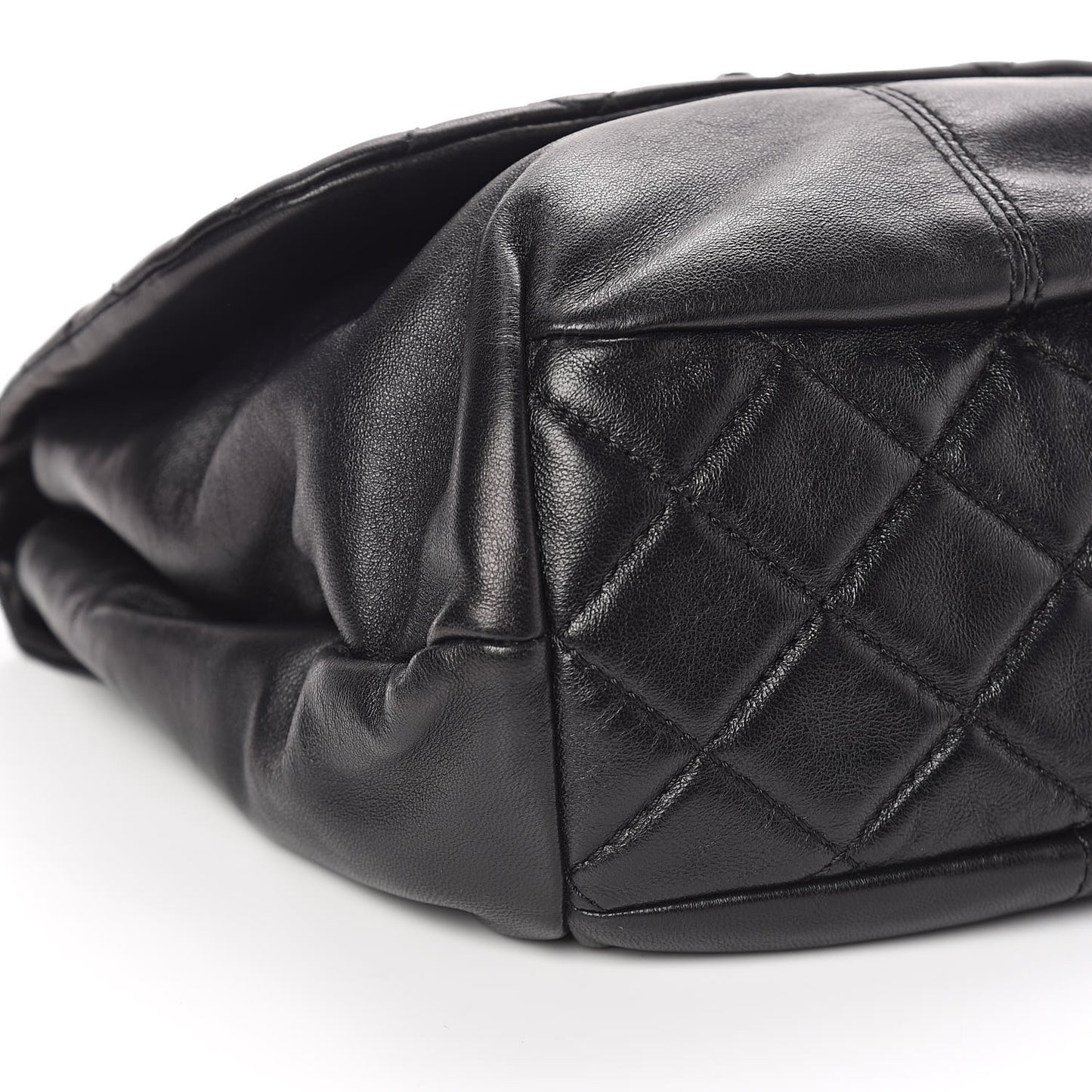 Shiny Lambskin Quilted Mini Trianon Messenger Flap Black