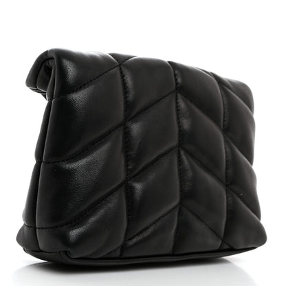 Saint Laurent Lambskin Monogram Loulou Puffer Pouch Clutch Black 3 of 7