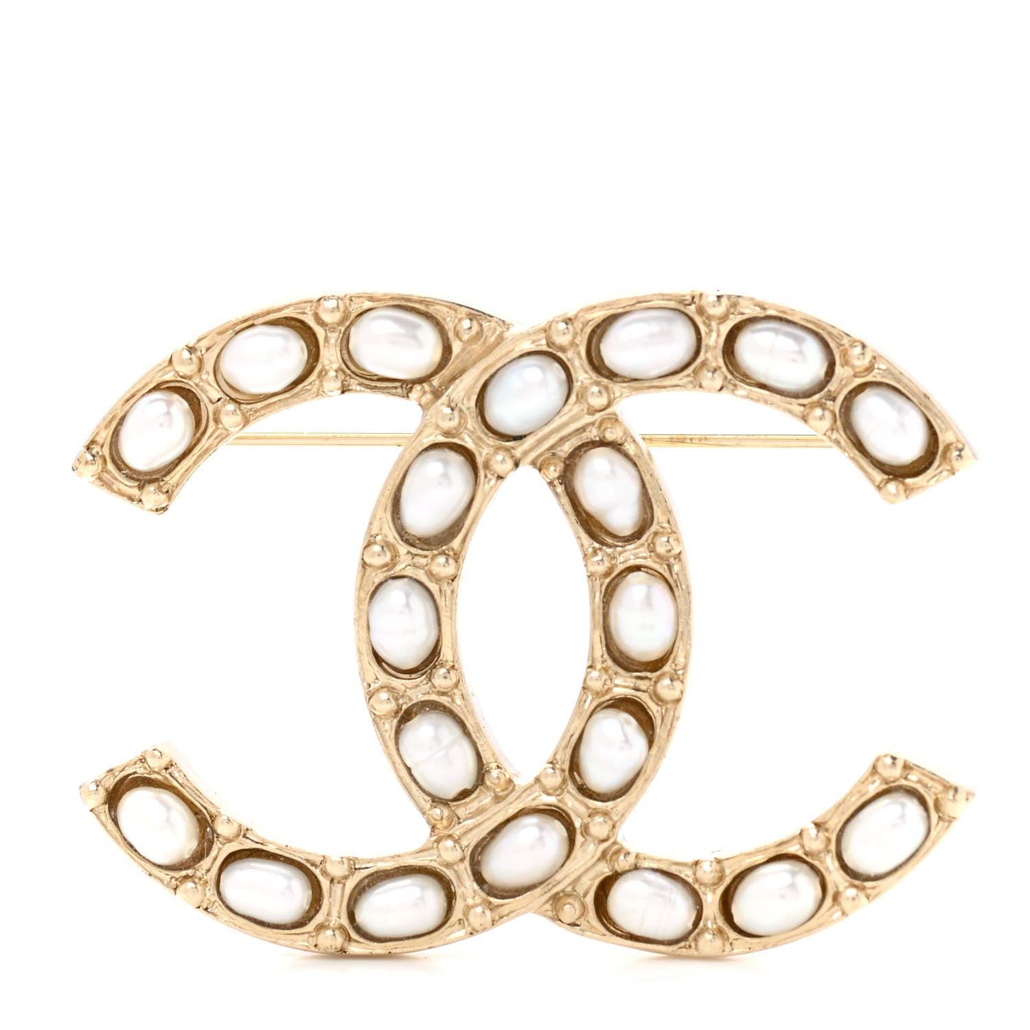 Chanel Pearl Large CC Brooch Gold 1 of 5