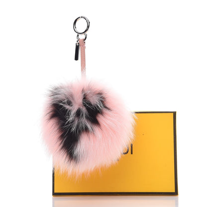 Fendi Fox Fur Y ABCharm Bag Charm Pink Black 4 of 4
