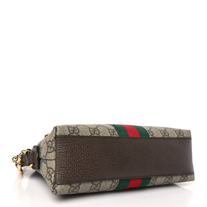 Gucci GG Supreme Monogram Textured Dollar Calfskin Web Small Ophidia Dome Shoulder Bag Beige Ebony New Acero 4 of 9