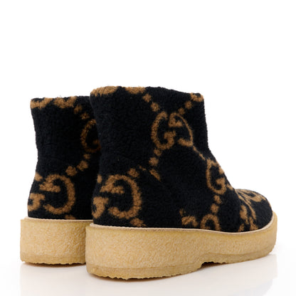 Gucci Faux Shearling Hooper GG Womens Ankle Boots 42 Black Natural Tan 4 of 8