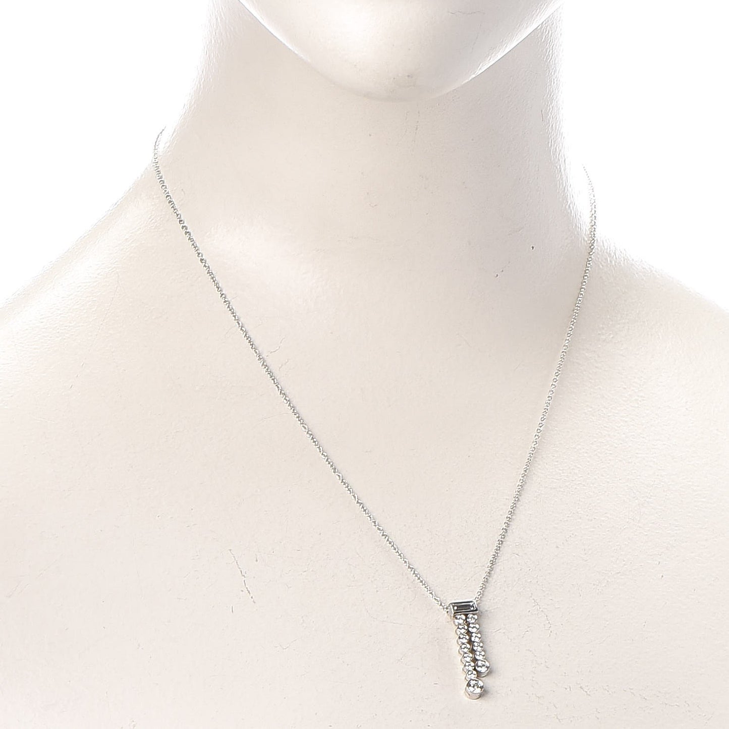 Platinum Diamond Jazz Double Drop Pendant Necklace
