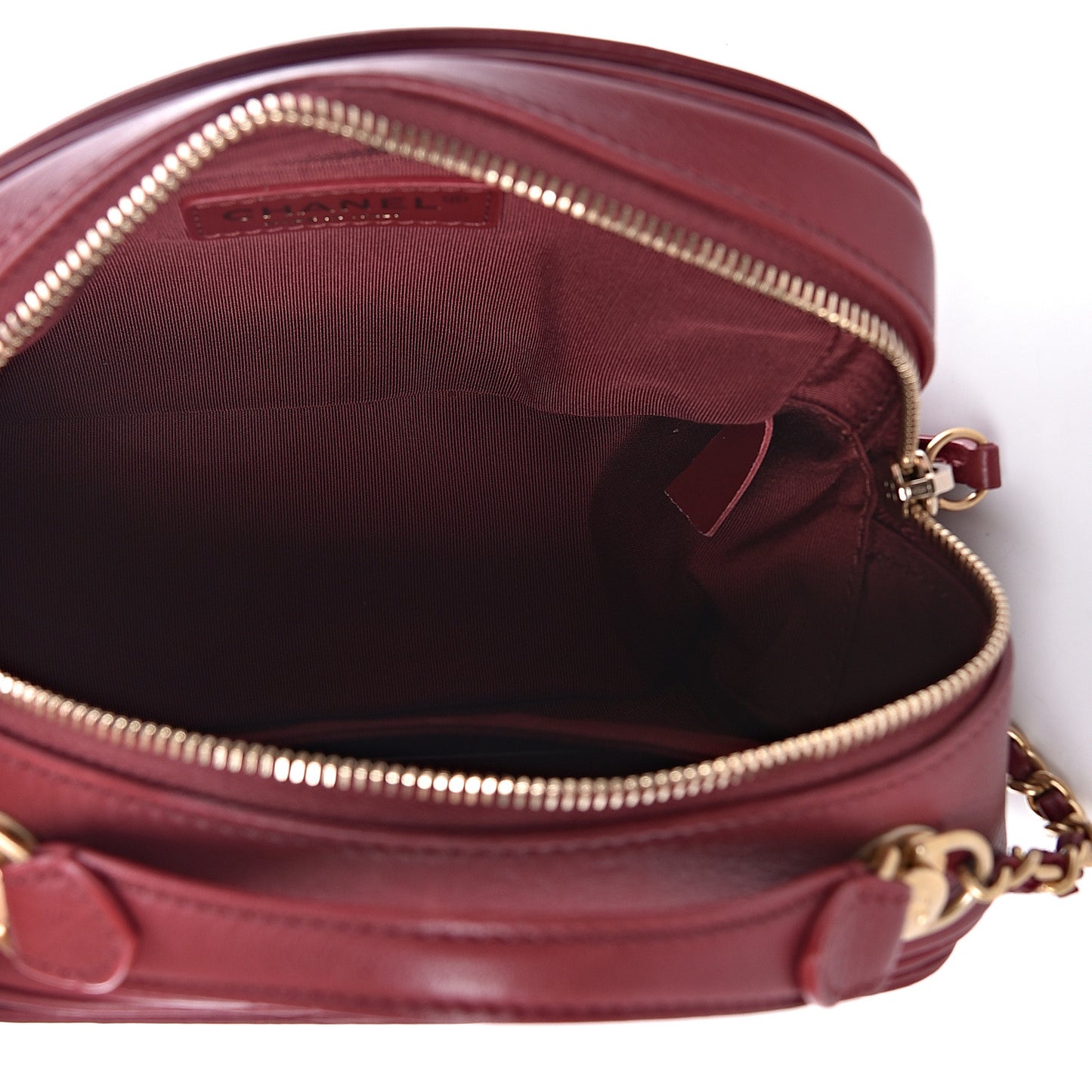 Calfskin Quilted CC Small Vanity Case Dark Red