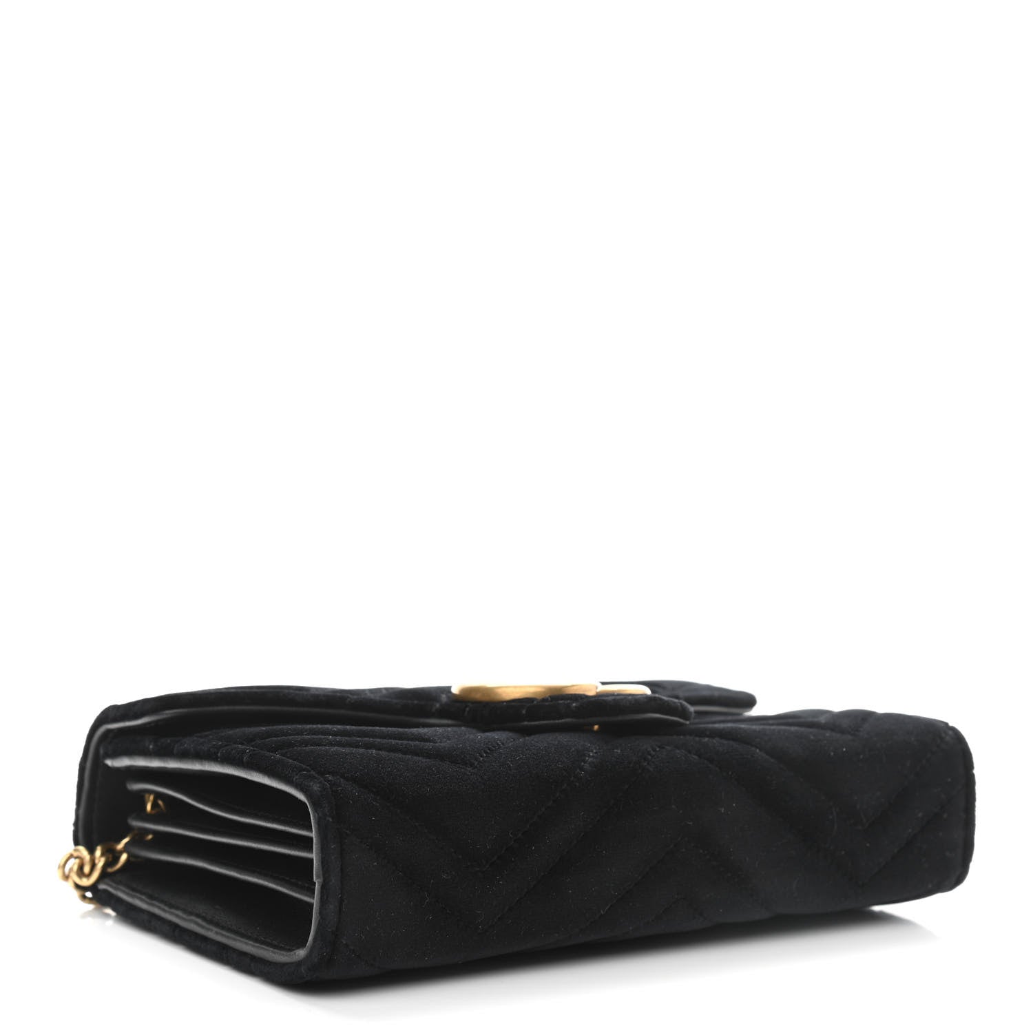 Gucci Velvet Matelasse GG Marmont Chain Wallet Black 4 of 10