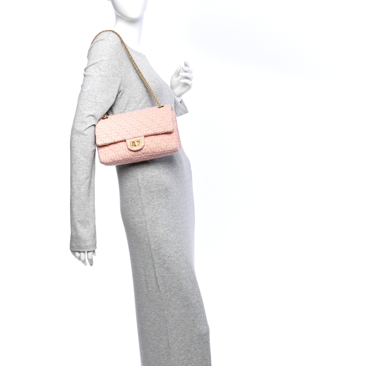 Chanel Wool Tweed Quilted 2.55 Reissue 225 Flap Light Pink 3 of 14