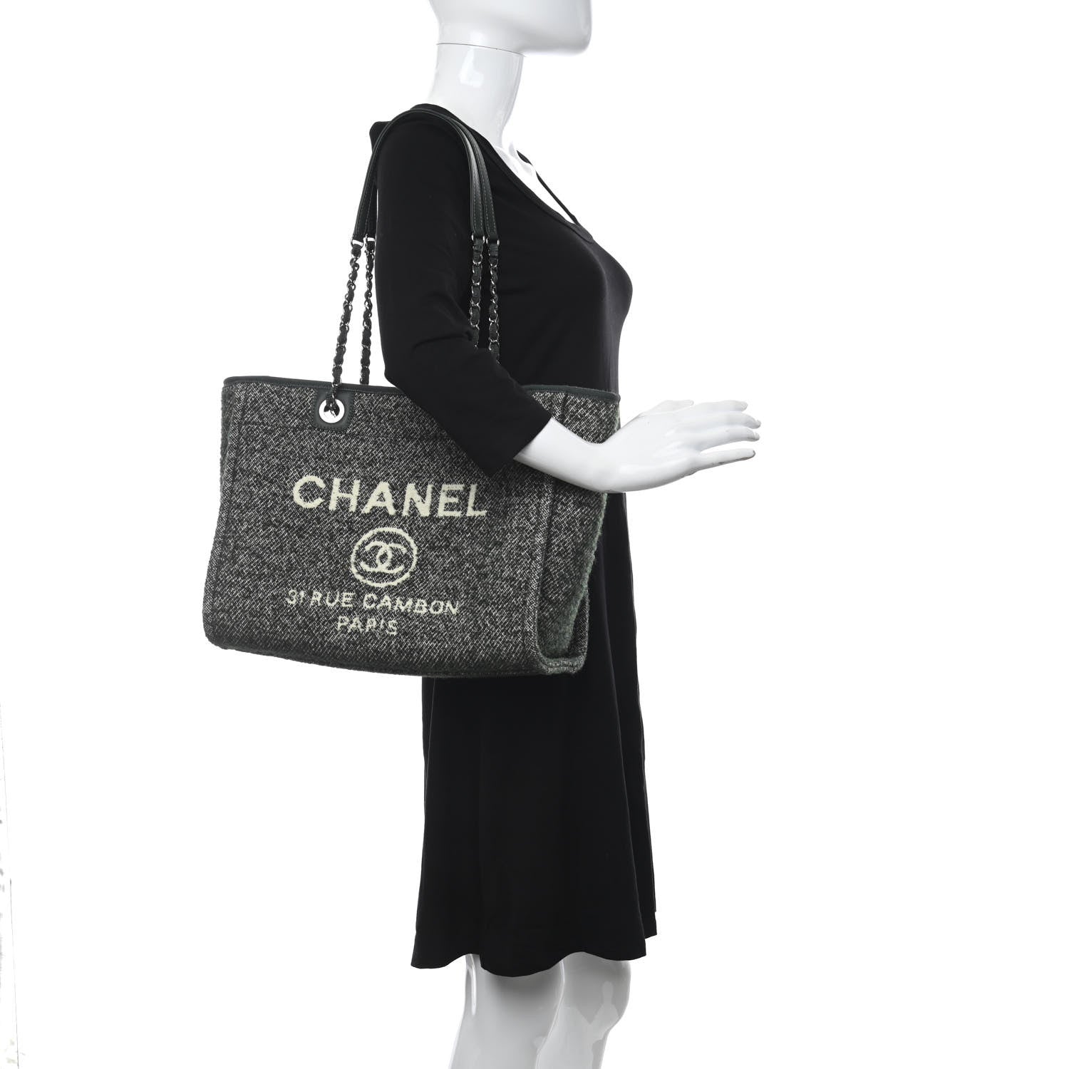 Chanel Mixed Fibers Calfskin Small Deauville Tote Green 2 of 11