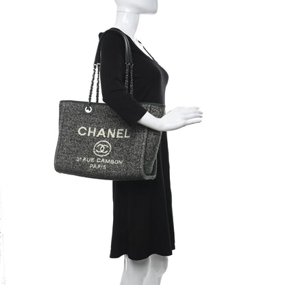 Chanel Mixed Fibers Calfskin Small Deauville Tote Green 2 of 11