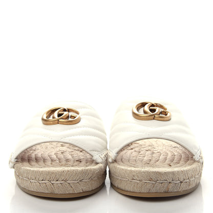 Gucci Nappa Matelasse GG Marmont Espadrille Slide Sandals 37 Great White 2 of 11