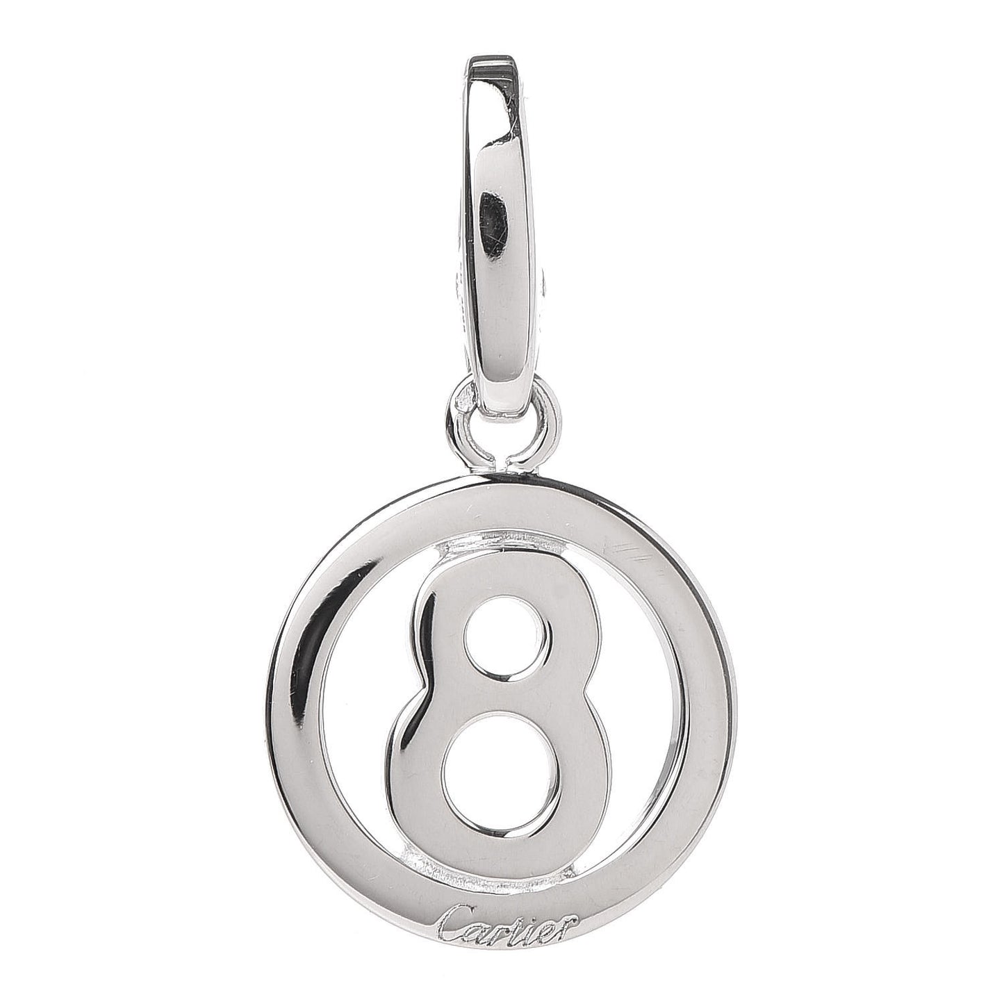 18K White Gold No. 8 Circle Charm