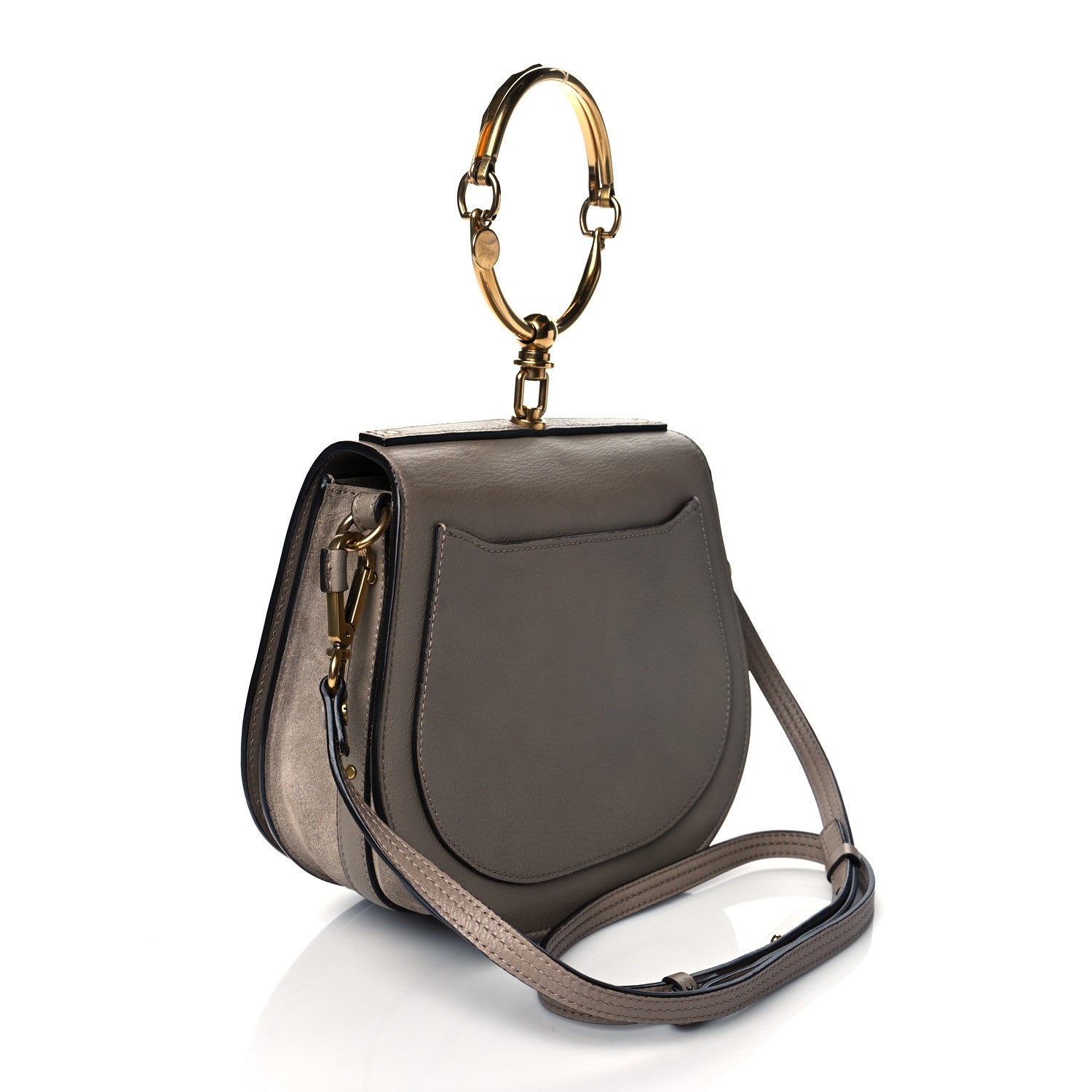Chloe Calfskin Suede Medium Nile Bracelet Bag Motty Grey 3 of 10