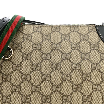 Gucci GG Supreme Monogram Textured Calfskin Small Emblem Shoulder Bag Beige Black 8 of 10