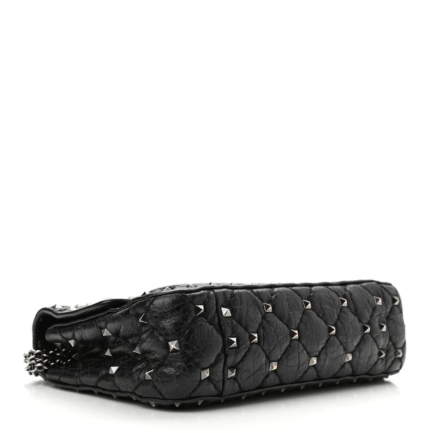 Valentino Garavani Craquele Nappa Small Rockstud Spike Shoulder Bag Black 3 of 10