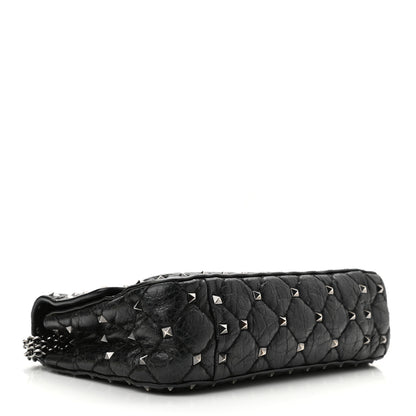 Valentino Garavani Craquele Nappa Small Rockstud Spike Shoulder Bag Black 3 of 10