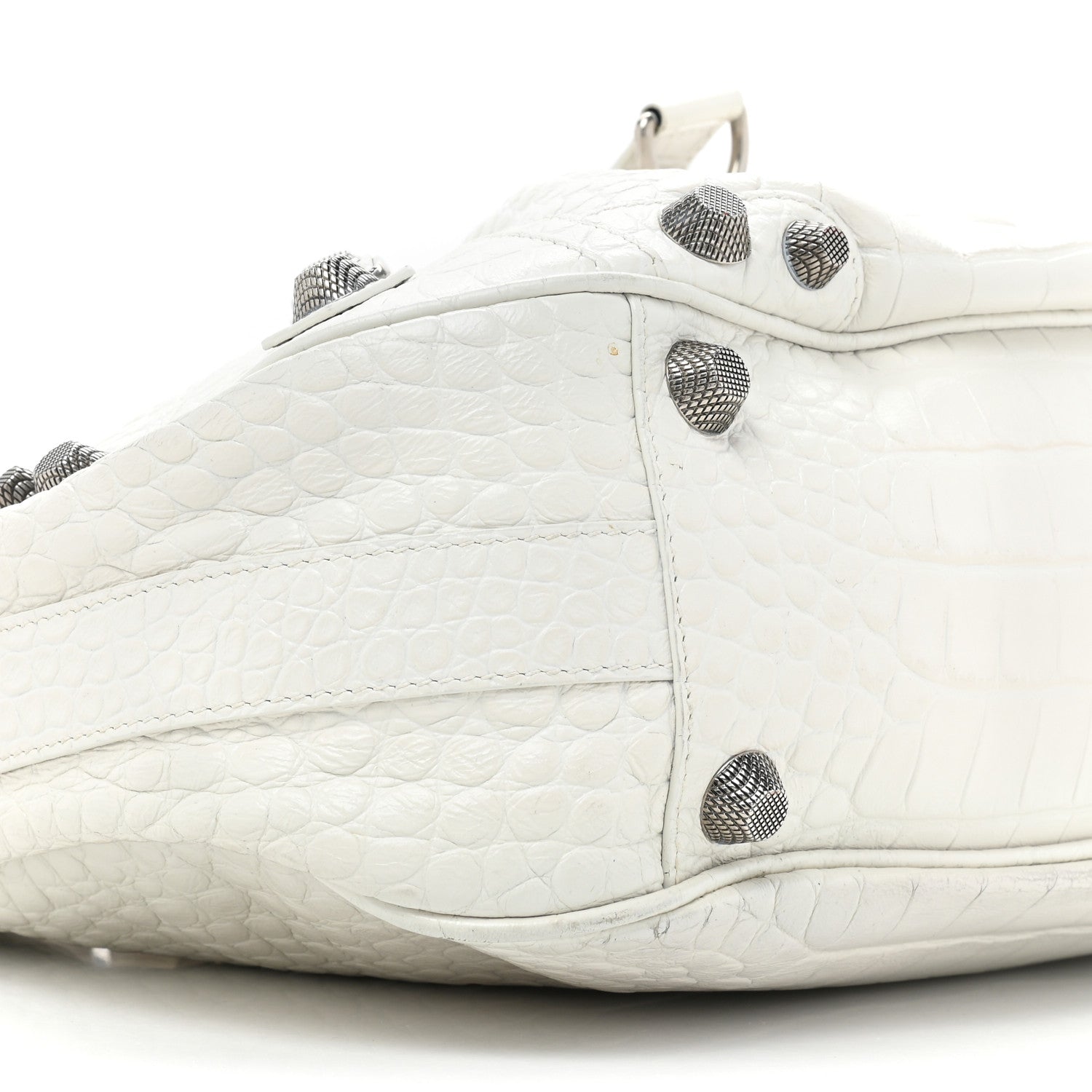 Balenciaga Extra Supple Calfskin Crocodile Embossed Medium Le Cagole Shoulder Bag White 9 of 18