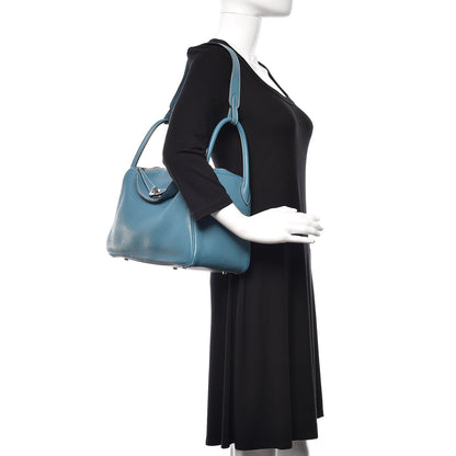 Hermes Taurillon Clemence Lindy 30 Blue Jean 2 of 14
