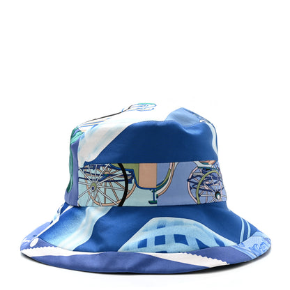 Hermes Silk Carla Patchwork Bucket Hat 59 Bleu 3 of 8