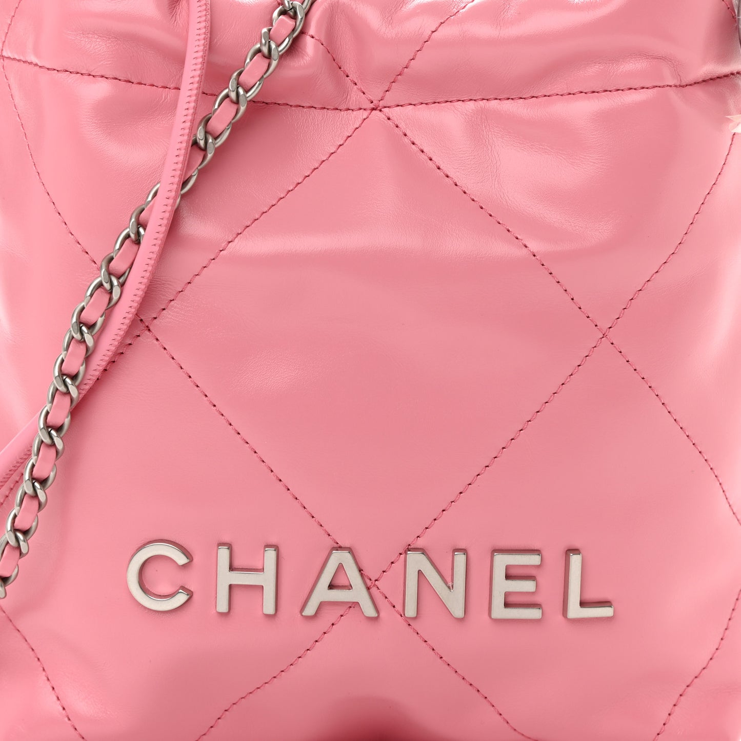 Shiny Calfskin Quilted Mini Chanel 22 Pink