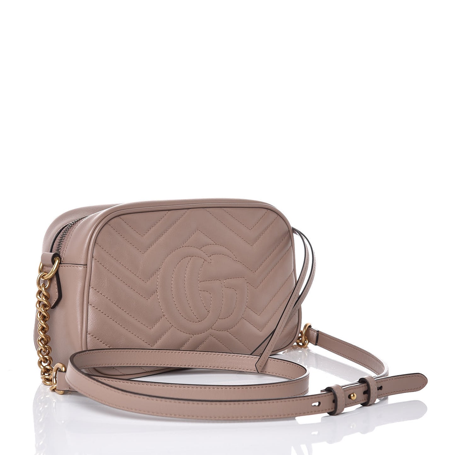 Calfskin Matelasse Small GG Marmont Chain Shoulder Bag Taupe