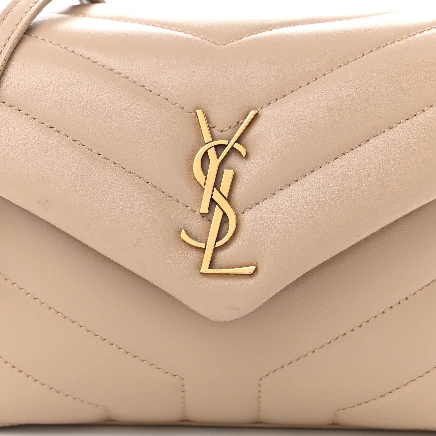 Saint Laurent Calfskin Y Quilted Monogram Toy Loulou Crossbody Bag Dark Beige 8 of 12