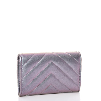 Chanel Iridescent Lambskin Chevron Quilted Reissue Card Holder Light Purple 3 of 8