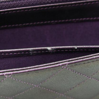 Chanel Metallic Lambskin Quilted Large Gusset Flap Wallet Purple 11 of 13