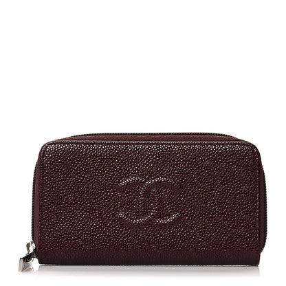 Chanel Caviar Small Timeless Zip Around Wallet Burgundy 1 of 9