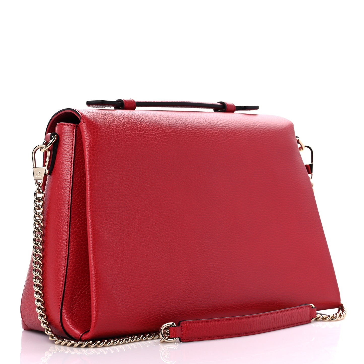 Dollar Calfskin Medium Interlocking G Top Handle Shoulder Bag Red