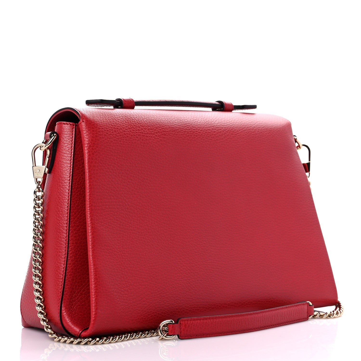 Gucci Dollar Calfskin Medium Interlocking G Top Handle Shoulder Bag Red 2 of 12