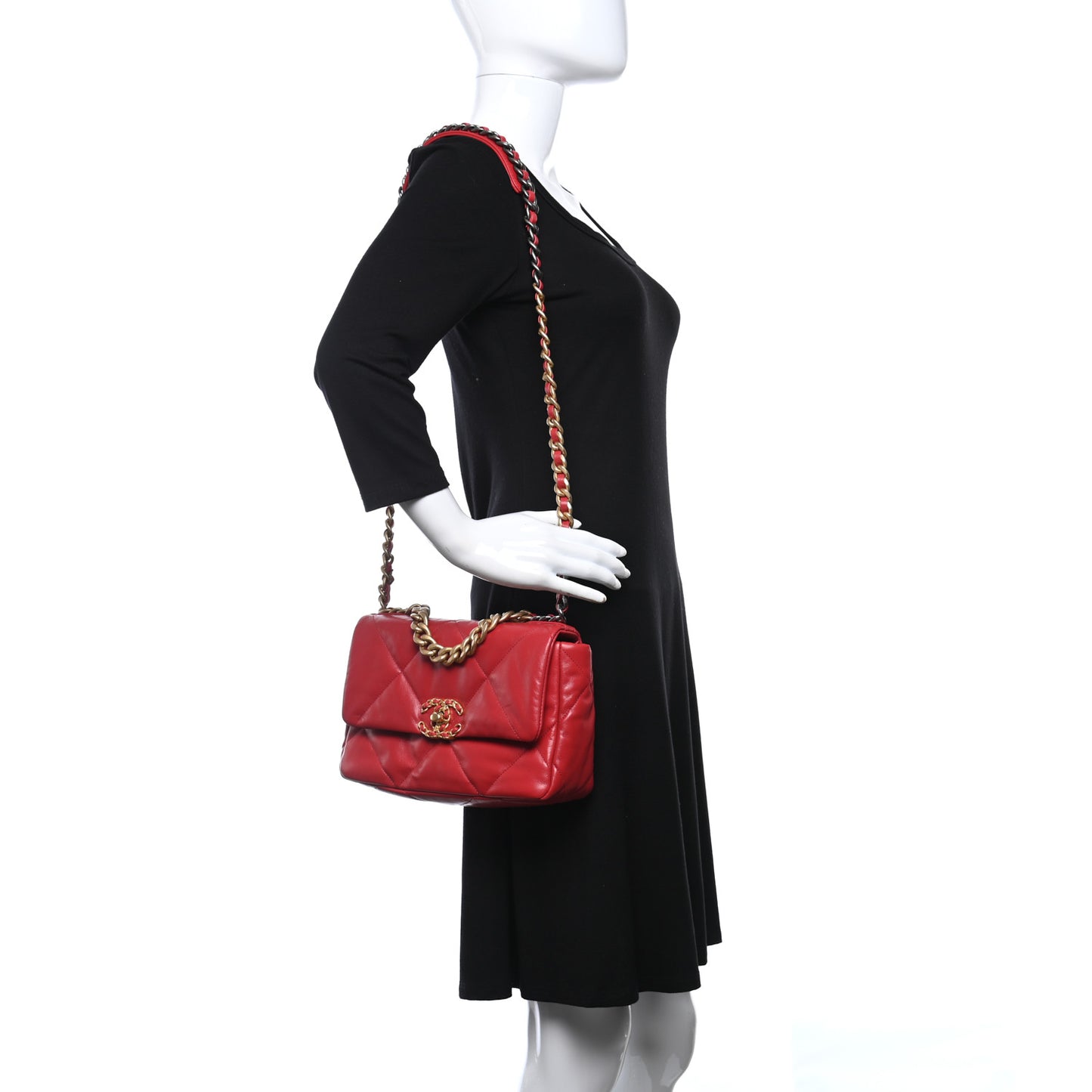 Goatskin Quilted Medium Chanel 19 Flap Red