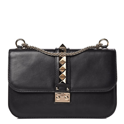 Valentino Garavani Vitello Medium Glam Lock Rockstud Flap Black 1 of 14