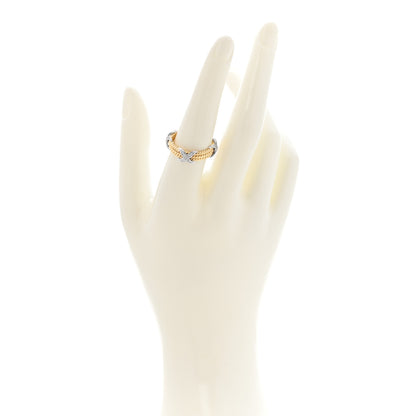 Tiffany 18K Yellow Gold Platinum Diamond Schlumberger Rope Three Row X Ring 57 8 2 of 6
