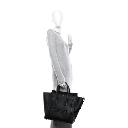 Celine Drummed Calfskin Mini Luggage Black 2 of 9