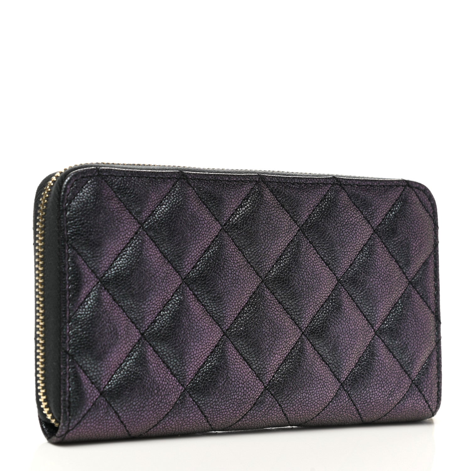 Chanel Iridescent Caviar Quilted Medium Zip Around Wallet Black 3 of 9