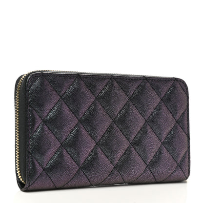 Chanel Iridescent Caviar Quilted Medium Zip Around Wallet Black 3 of 9