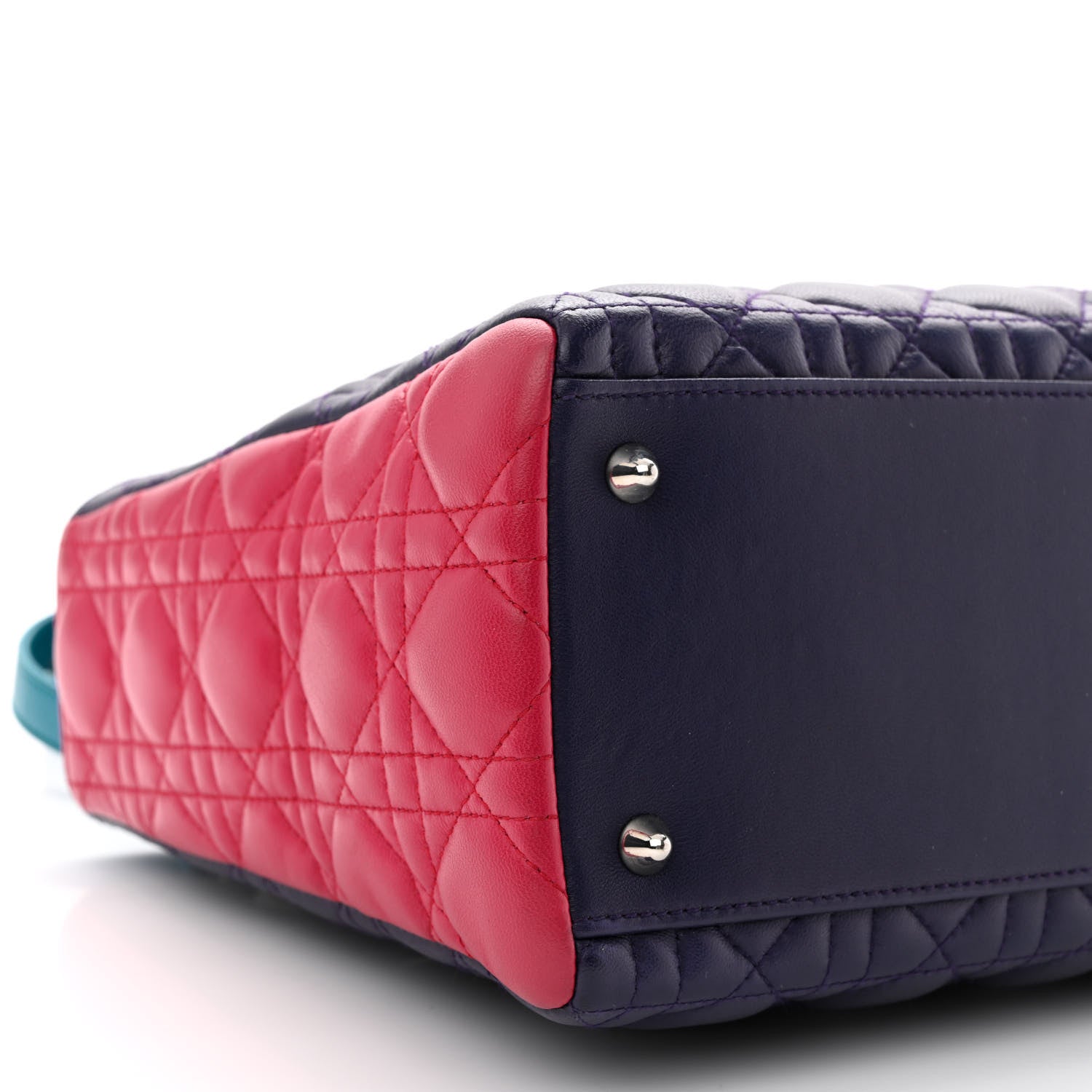 Christian Dior Lambskin Cannage Medium Tri-Color Lady Dior Sapphire Fuchsia Turquoise 9 of 13