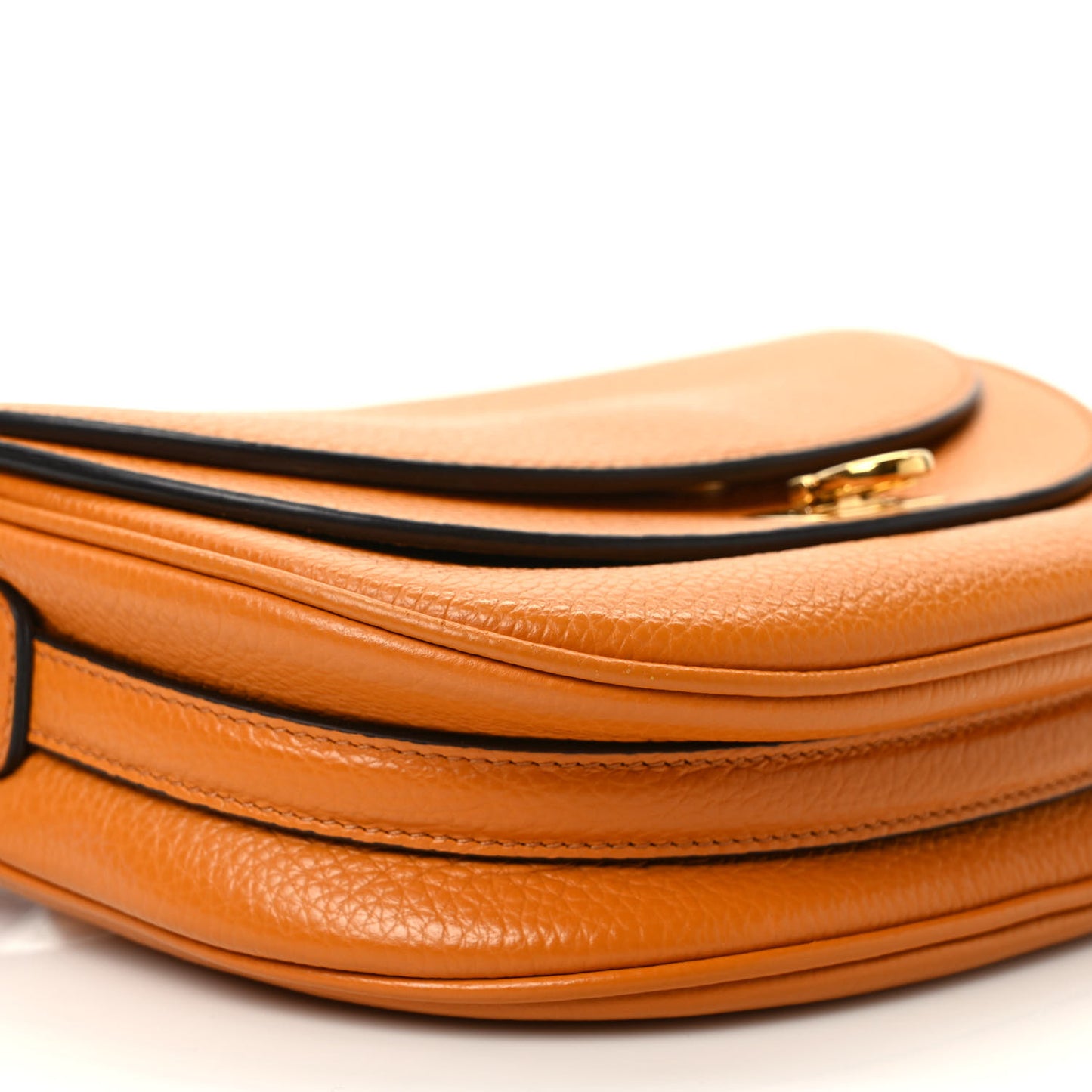 Grained Calfskin Gancini Crossbody Flap Orange