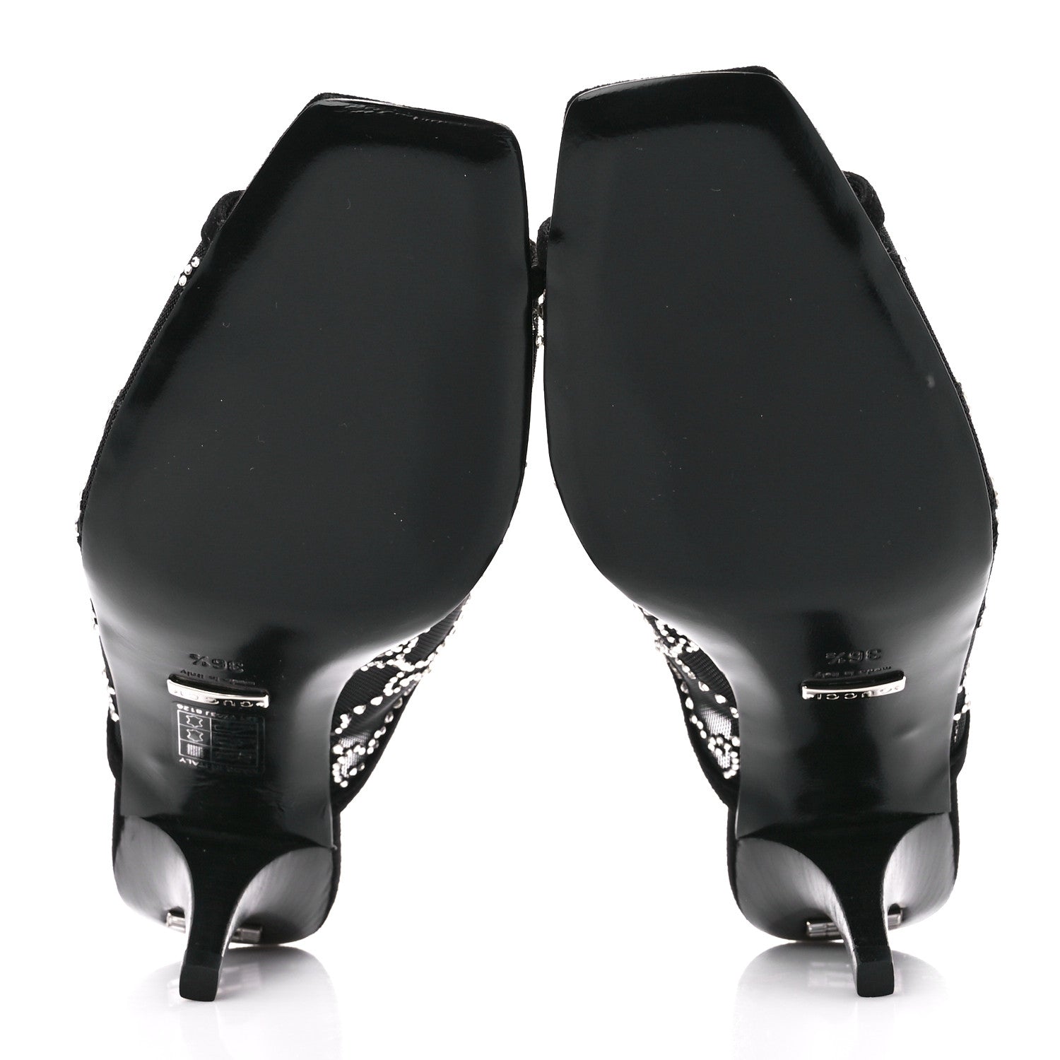 Gucci Tela Retino Kid Scamosciato Crystal GG Monogram Square G 95mm Slide Sandals 36.5 Black 6 of 10