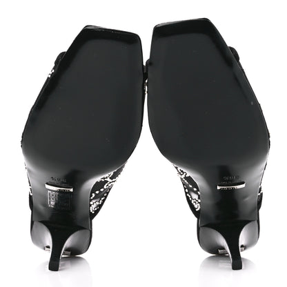 Gucci Tela Retino Kid Scamosciato Crystal GG Monogram Square G 95mm Slide Sandals 36.5 Black 6 of 10