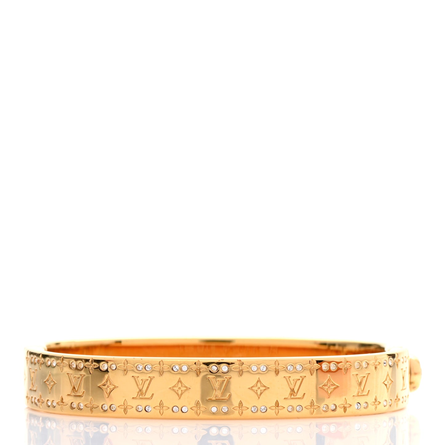 Brass Crystal Monogram Nanogram Strass Cuff S Gold