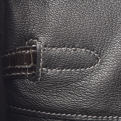 Hermes Shiny Porosus Crocodile Birkin 35 Graphite 15 of 38