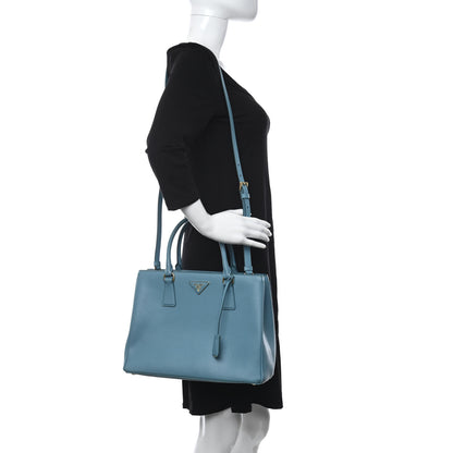 Prada Saffiano Lux Small Double Zip Tote Turchese 2 of 12
