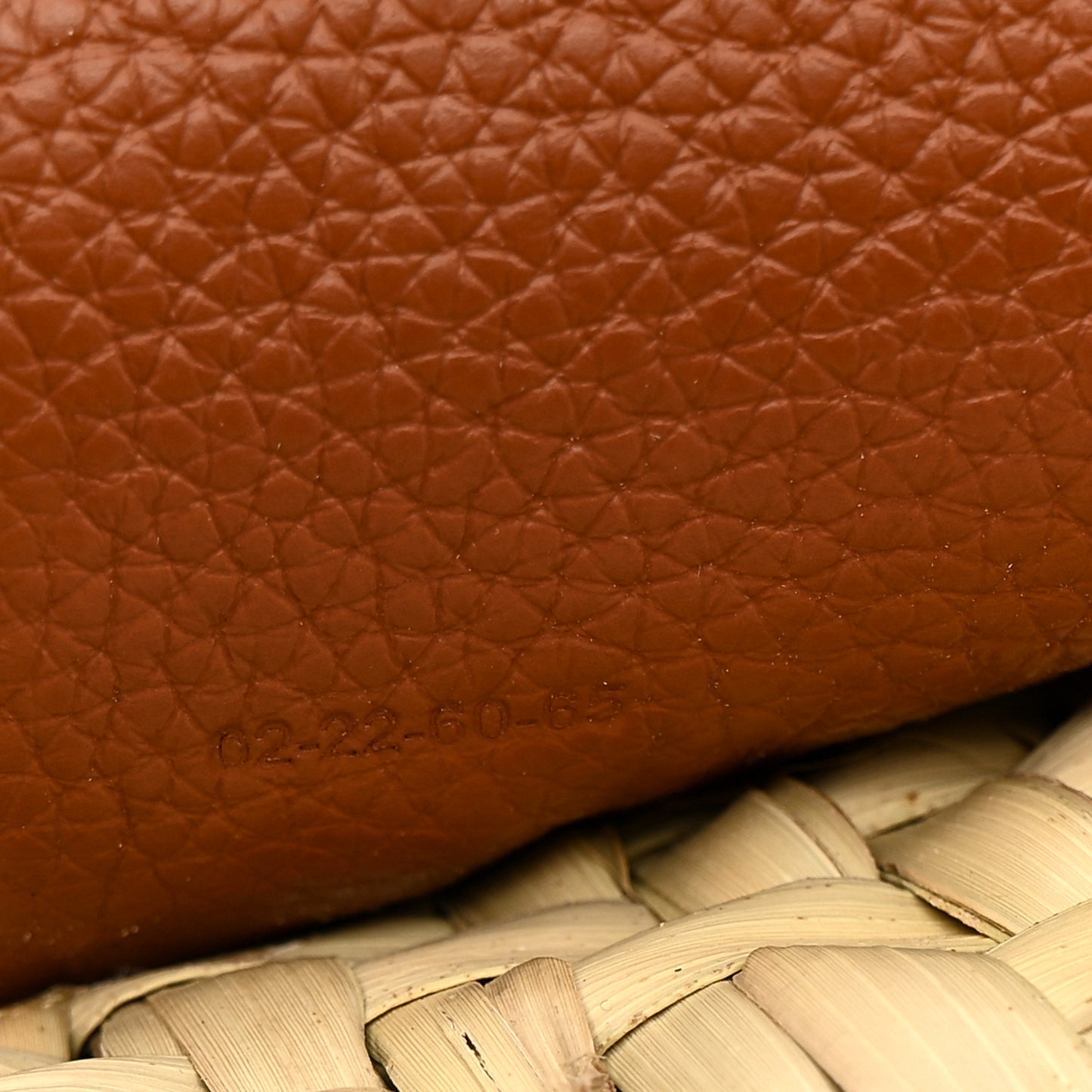 Raffia Small Grain Calfskin Small Marcie Basket Crossbody Tan