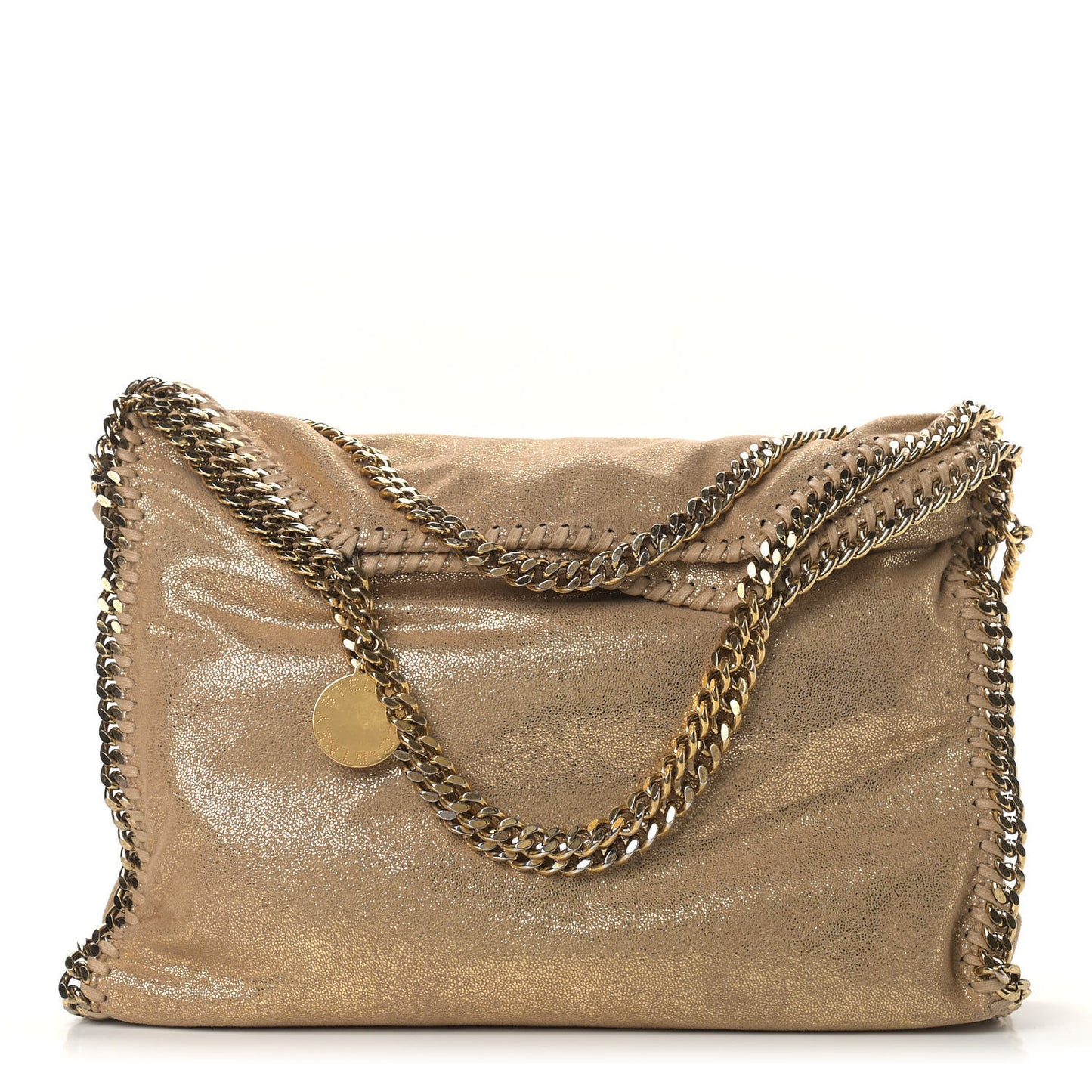 Metallic Shaggy Deer Falabella Fold Over Tote Gold
