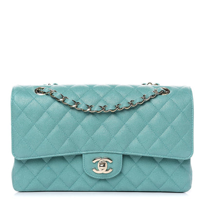 Chanel Iridescent Caviar Quilted Medium Double Flap Green 1 of 10