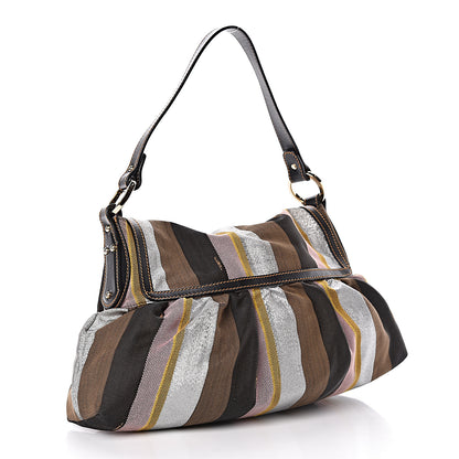 Fendi Pequin Large Chef Shoulder Bag Multicolor Rosa Black 3 of 10