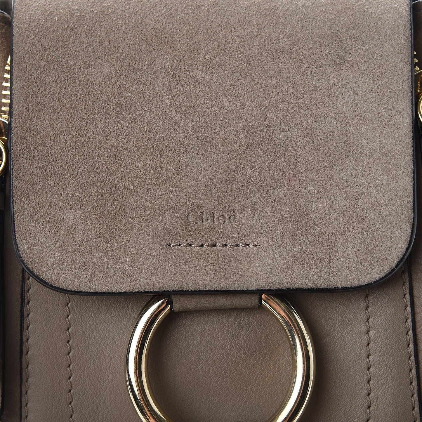 Suede Calfskin Mini Faye Backpack Motty Grey